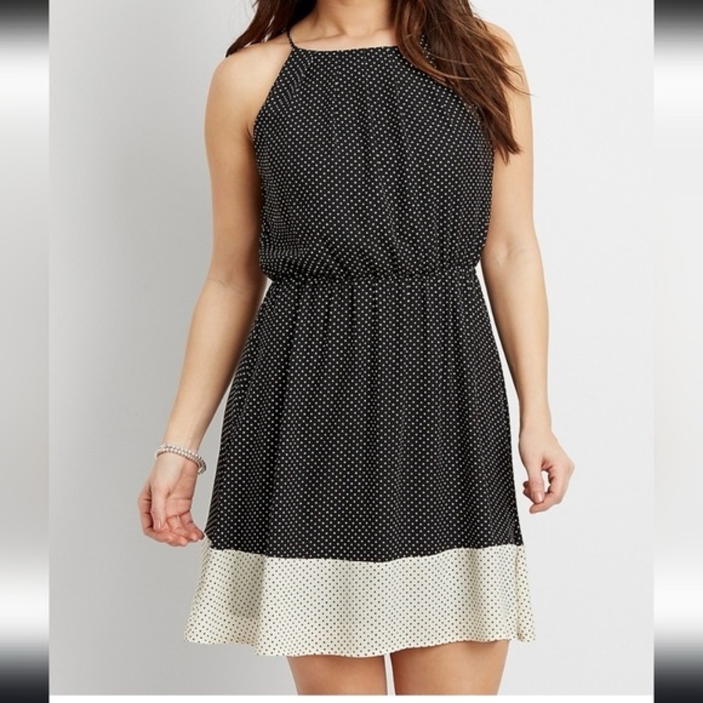 Maurice’s Black and White Polka Dot Halter Dress Size XL